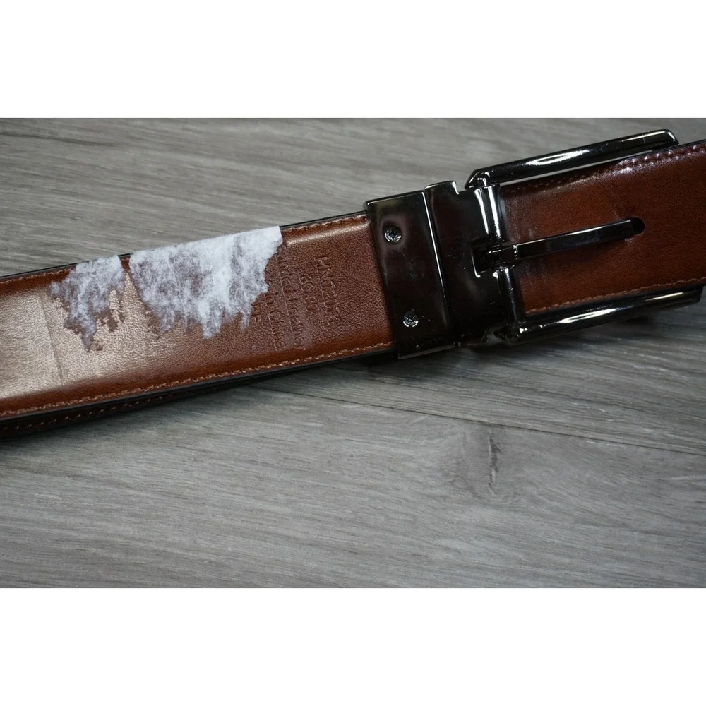 Nordstrom Grain Leather Belt Men's 36 Black Brown Silver Adjustable Waist Belt
